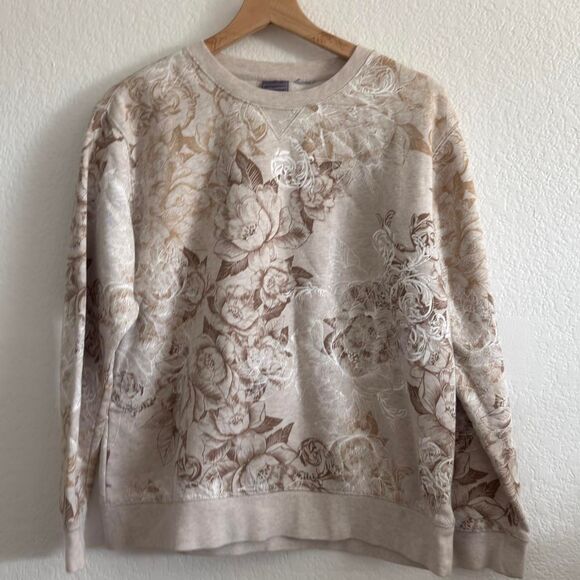 Laura Scott Tops - Laura Scott Women's Cream and Tan Sweatshirt